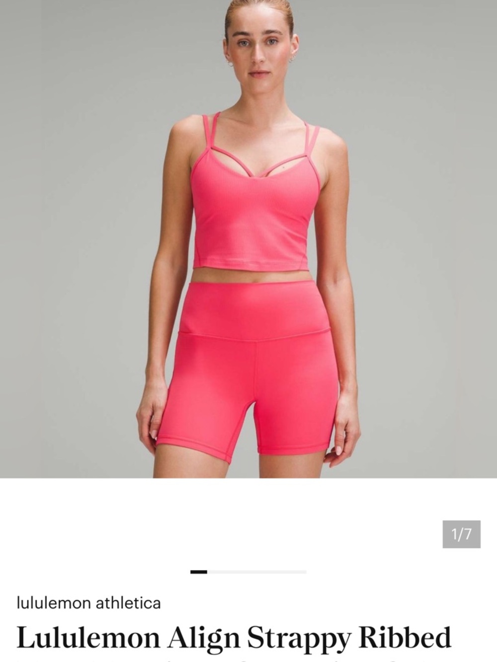 lululemon athletica Aligned Strappy Ribbed Crop Top in Glaze Pink